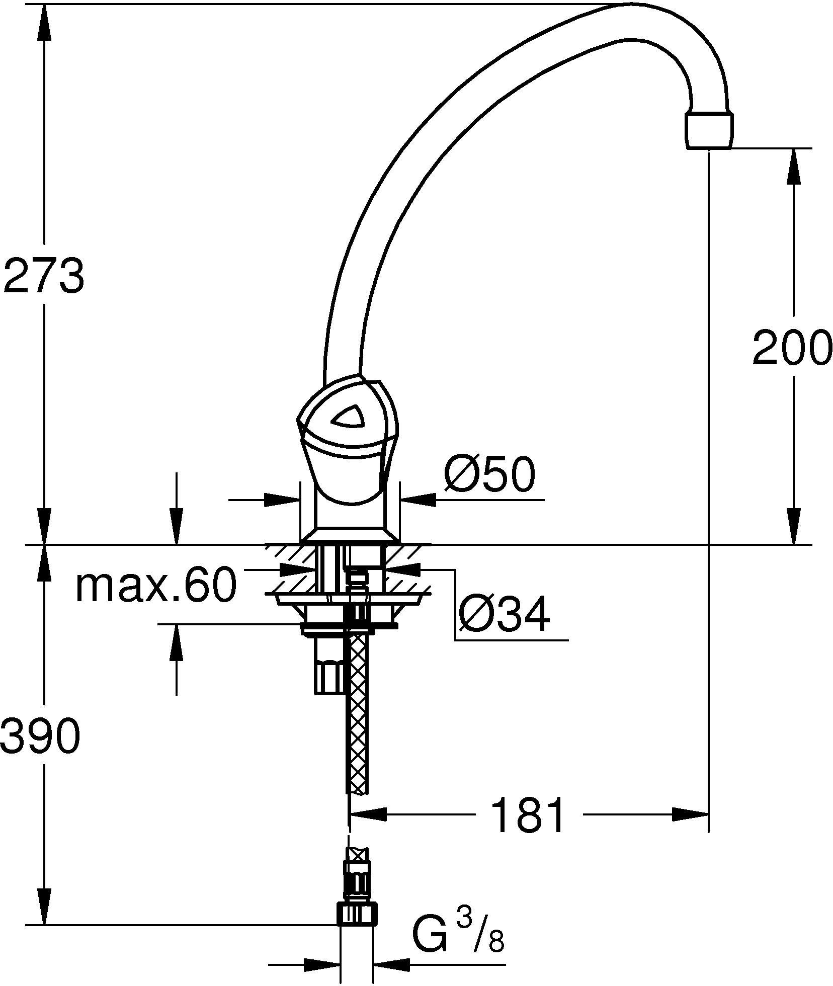 Grohe Quickfix Sp Ltisch Einlochbatterie Costa Trend Chrom Kaufen Bei Obi