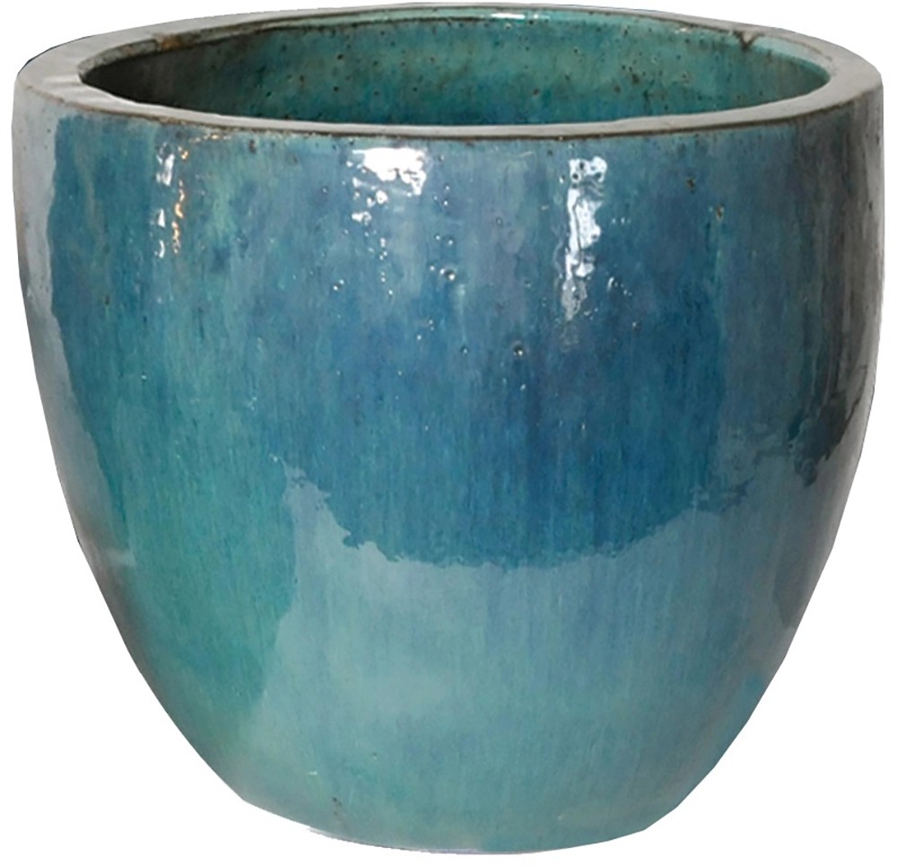 M Collections Pflanztopf Glasiert Egg Pot Ø 48 cm x 41 cm Celadon