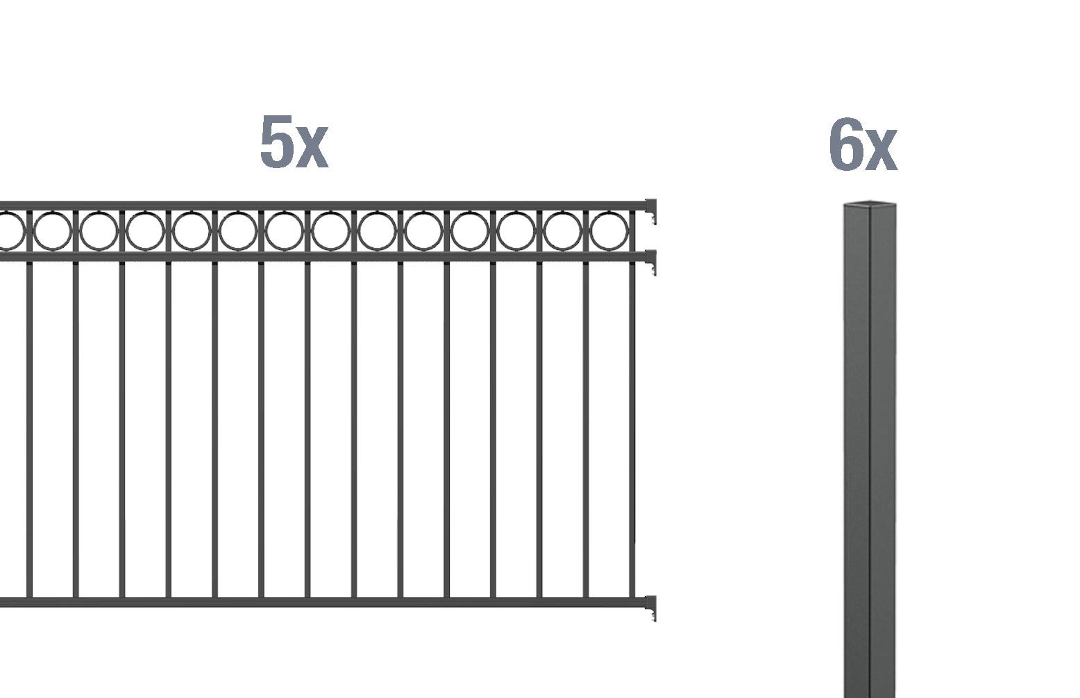 Metallzaun Grund Set Circle Anthrazit Z Einbetonieren Cm X Cm