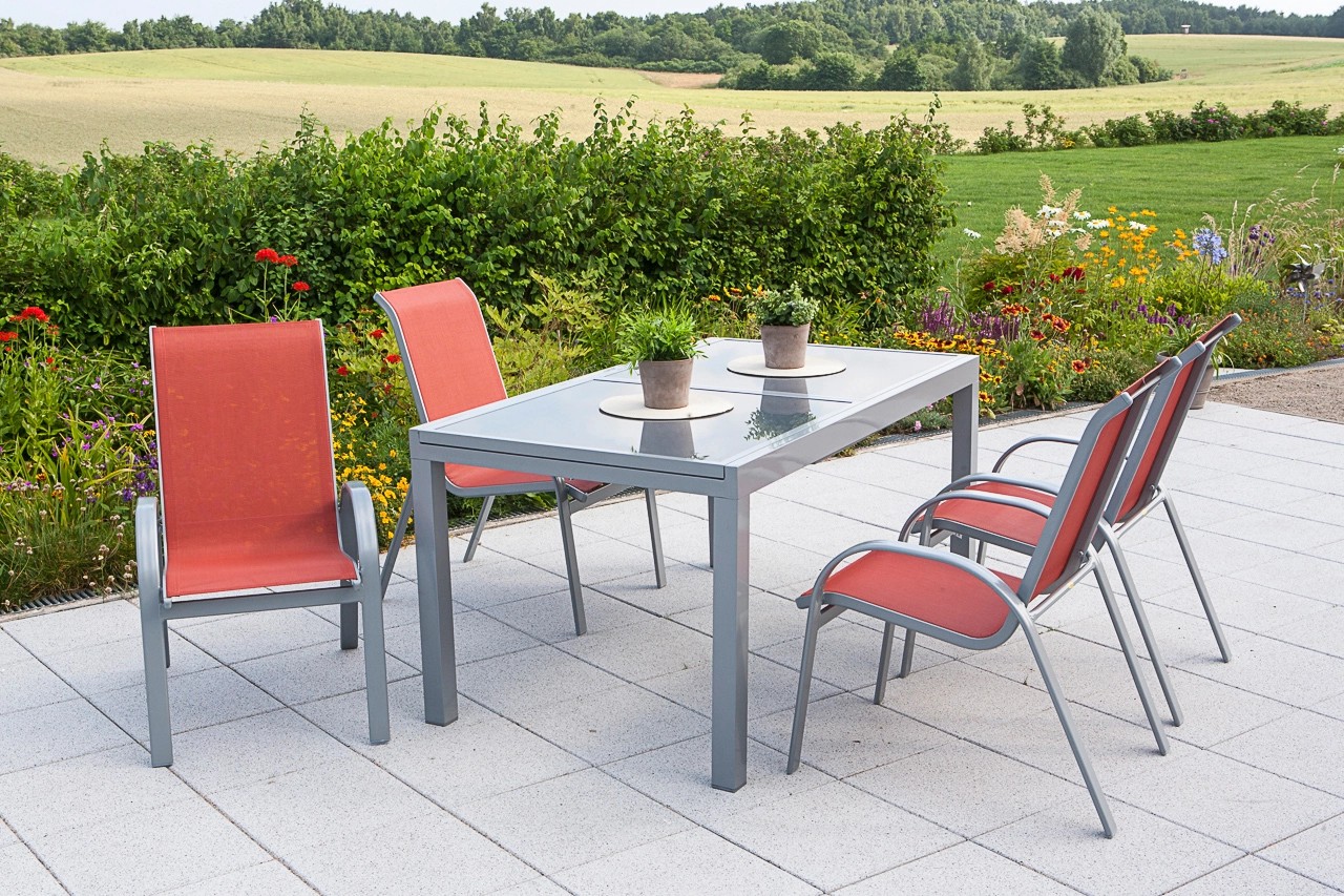 Gartenmöbel Set Amalfi 5 tlg Terracotta inkl Tisch 160 220 cm x 90 cm