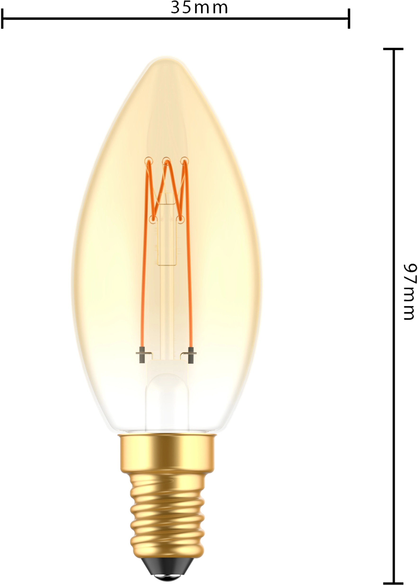 LED Leuchtmittel Filament E14 Kerzenform C35 2 5 W 136 lm Ø 3 5 cm x 9