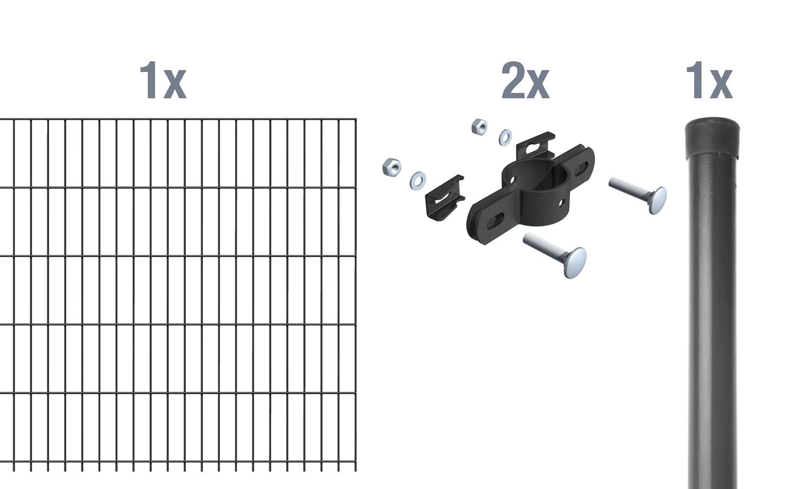 Metallzaun Anbau Set Einstabmatte Anthrazit Z Einbetonieren X