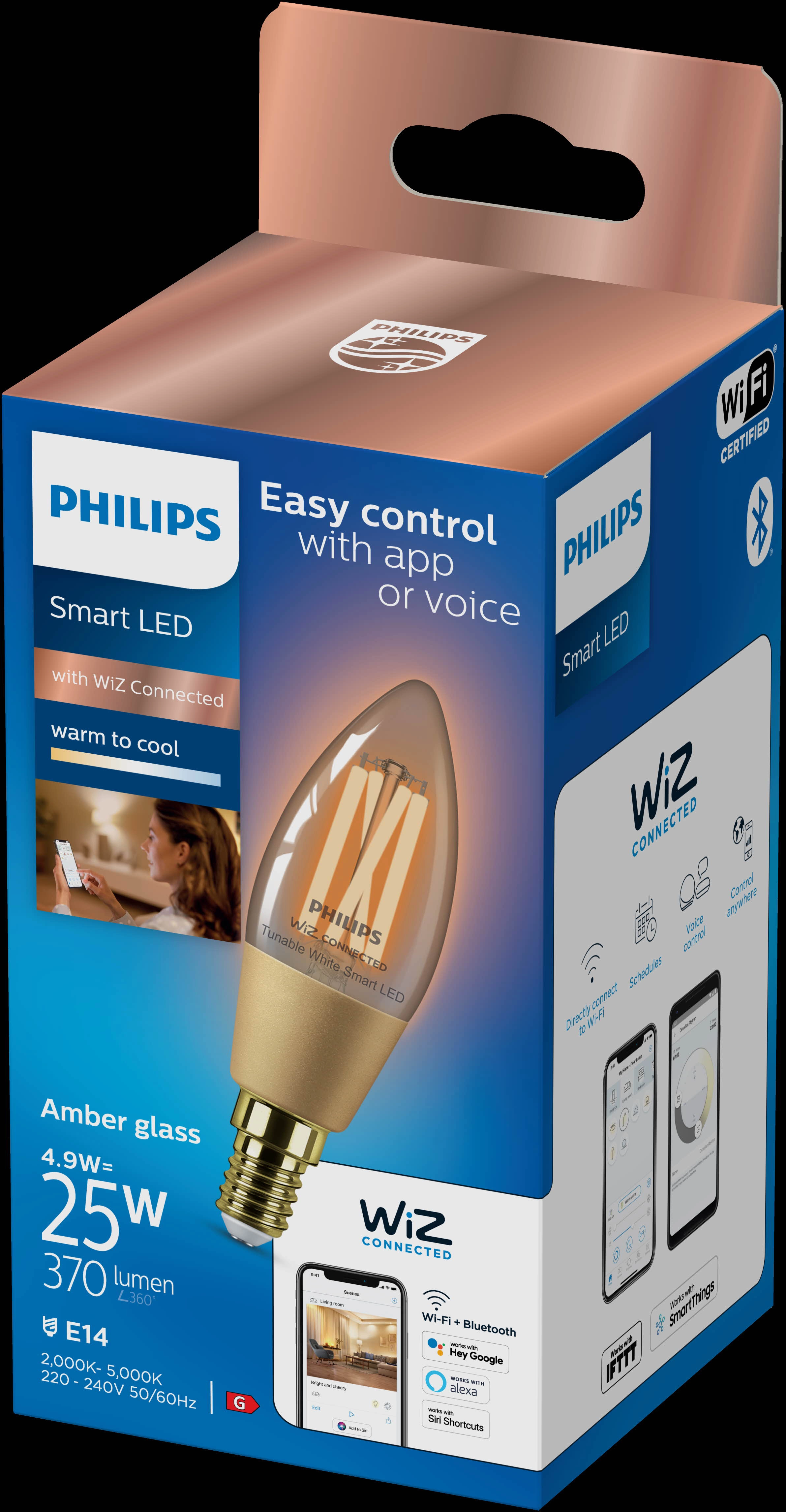 Philips Smart LED Leuchtmittel 25 W E14 Kerzenform Filament Amber