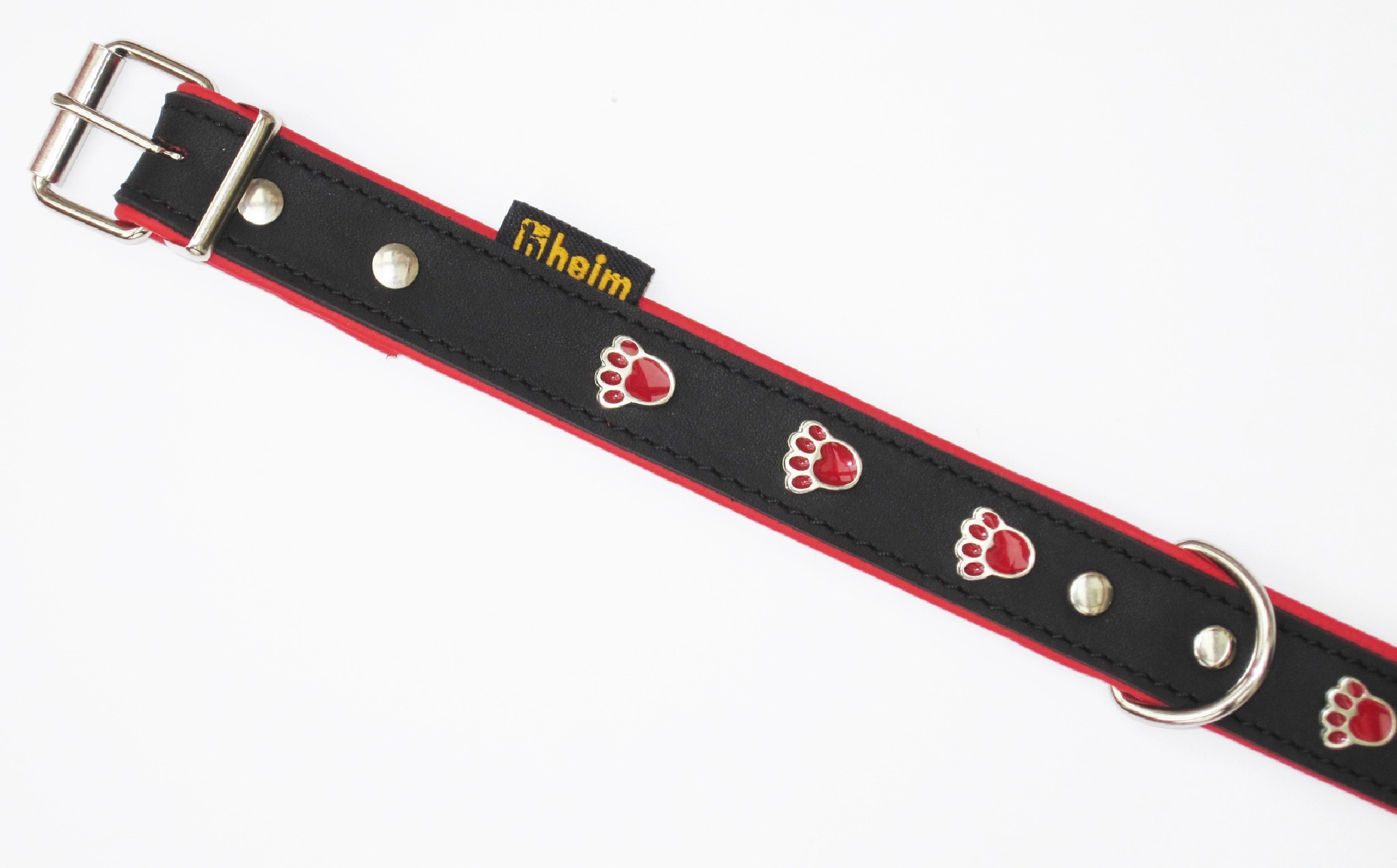 Heim Hundehalsband Pfote Breite 22 mm Länge 35 cm Schwarz Rot kaufen