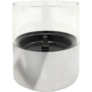 Tenderflame Tischfeuer Lilly, silbernes Glas, 250 ml, Deko-Kamin für Innen & Außen.