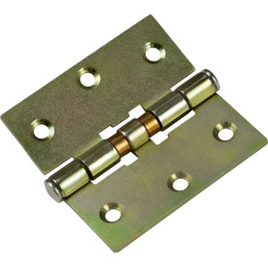 Gelb verzinktes Scharnier mit losem Stift, 75x75 mm, für bewegliche Verbindungen.
