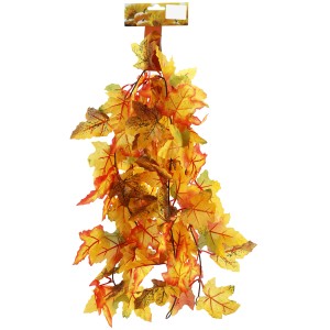 Herbstliche Blättergirlande, 180 cm, in Gelb- und Orangetönen für die Herbstdekoration.