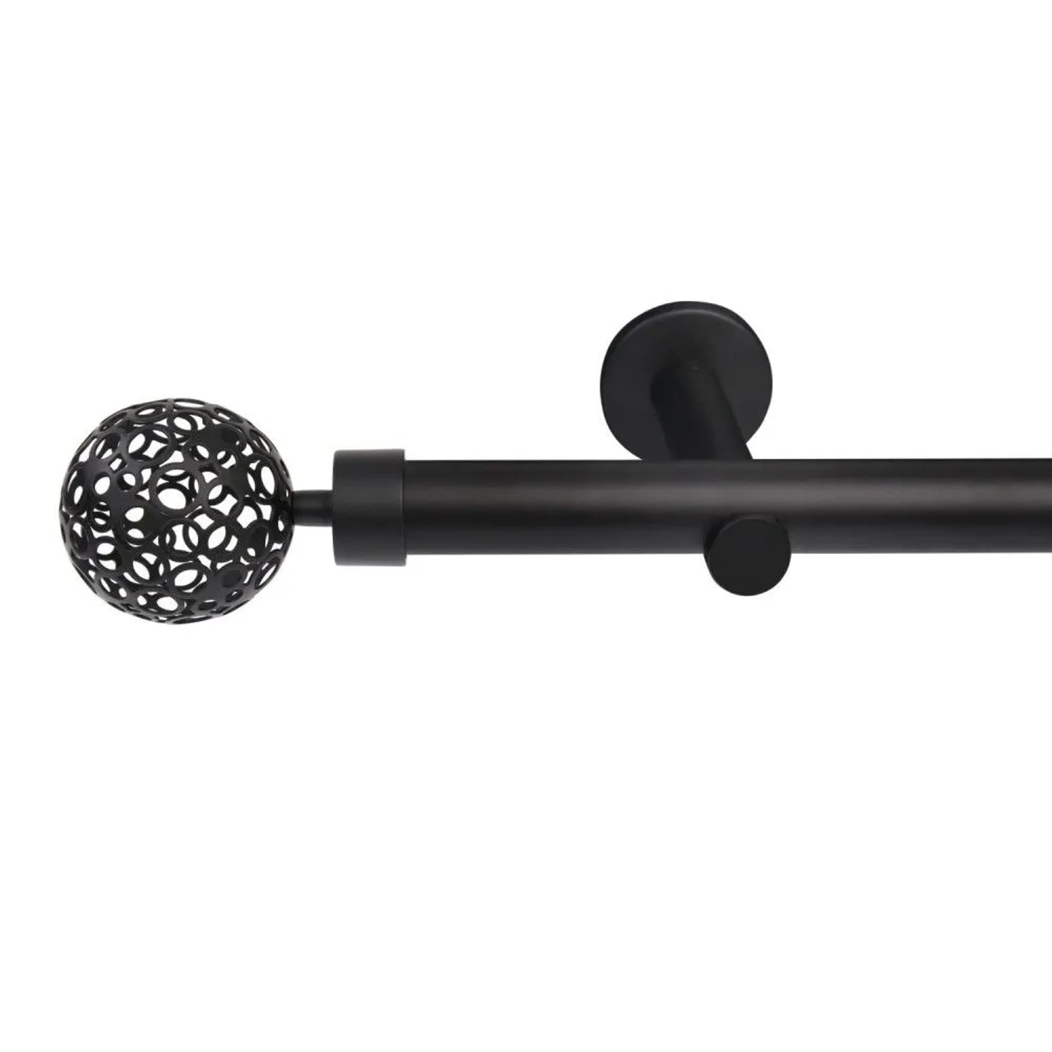 Deco-Raum Gardinenstange nach Maß 1-Lauf Kugel Ø 25mm Schwarz 240cm_5