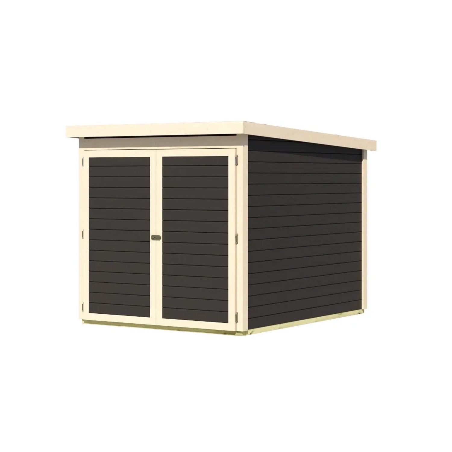 Karibu Fahrradgarage Terragrau: Fahrradbox aus Holz mit Doppeltür und Platz für bis zu 3 Fahrräder.