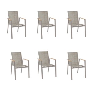 Acamp Stapelsessel Vegas Beige, 6er-Set. Gartenstuhl mit Aluminiumgestell und Acatex-Gewebe.
