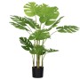 HOMCOM Künstliche Monstera Pflanze, 120 cm, mit grünen Blättern und schwarzem Übertopf. Ideal für Innenräume.
