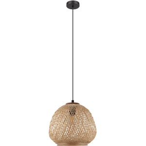 Eglo Pendelleuchte Dembleby, schwarz-naturfarbene Hängelampe im Vintage Design.