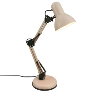 Beige Brilo Tischleuchte im Retro-Design, schwenkbar, mit Kabelschalter, Ø 15,5 x 53 cm.