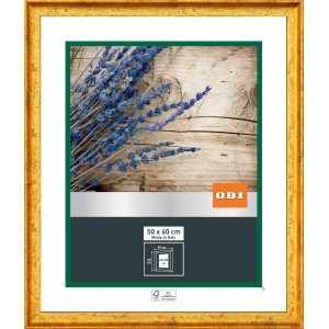 Goldener OBI Holz-Wechselrahmen, 50x60 cm, mit Antikstruktur. FSC®-zertifiziert.