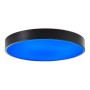 Smarte Deckenleuchte Vadin, schwarz/weiß, Ø 49cm mit blauer Beleuchtung.