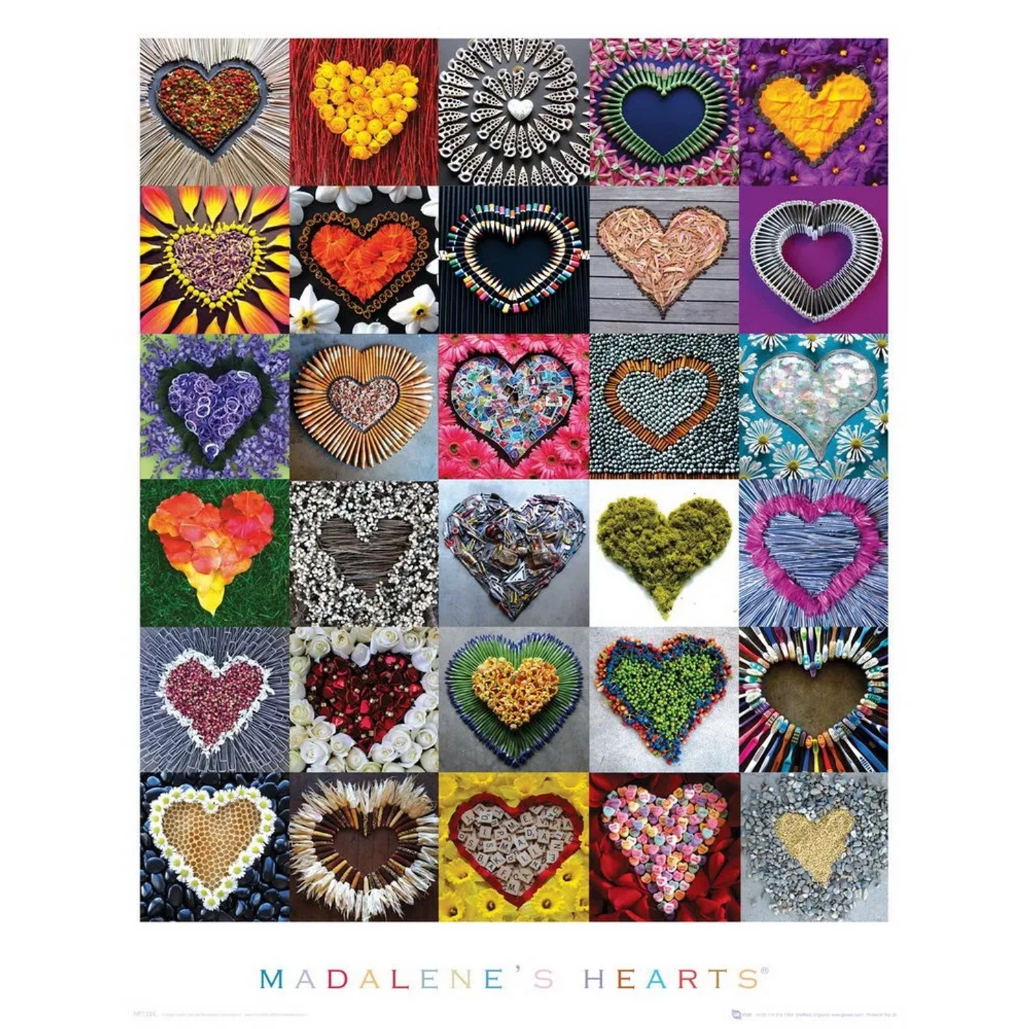 Fertigbild Deco Panel mit verschiedenen Herzmotiven, 40x50 cm, für die Wandgestaltung.