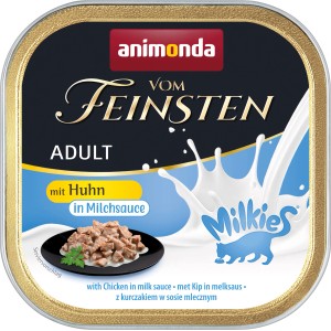 Vom Feinsten Katzenfutter Adult Huhn in Milchsauce, 100g Packung.