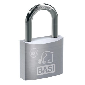 Basi Vorhangschloss 50 mm mit Aluminiumgehäuse und Stahlbügel, inkl. 2 Schlüssel.