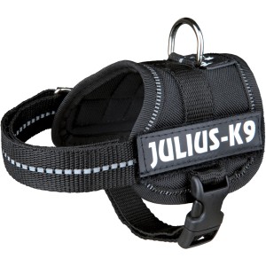 Schwarzes Julius K-9 Powergeschirr Baby 1 XS für kleine Hunde.