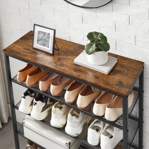 Vasagle Schuhregal mit 5 Ebenen in Braun-Schwarz, bietet Platz für Schuhe und Deko.