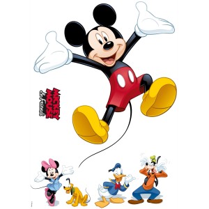 Deco-Sticker mit Mickey Mouse und seinen Freunden, 50x70 cm, für Kinderzimmer.