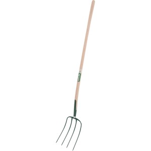 Johann Offner Dunggabel mit 4 Zinken und Holzstiel für Garten und Landwirtschaft.