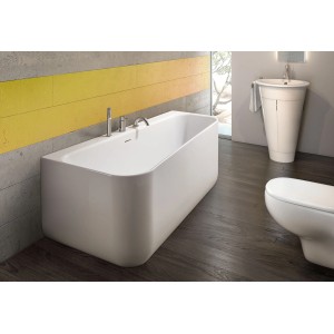 Ottofond Badewanne Pino, 155x75 cm, rechts, mit Ablaufgarnitur. Raumsparwanne aus Sanitäracryl in Weiß.