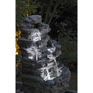 Silex Kunststeinbrunnen Wasserkuppe für Garten und Terrasse mit Beleuchtung.