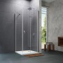 Hüppe 4-Eck-Schwingfalttür Design Pure, 70x190 cm, Silber Matt, teilgerahmte Duschtür.