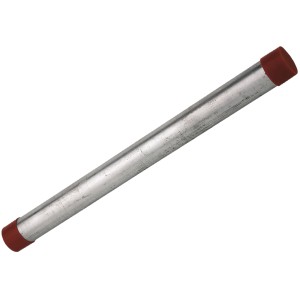 Verzinkter Kirchhoff Rohrdoppelnippel, 21 mm (1/2 AG) x 600 mm, mit roten Schutzkappen.