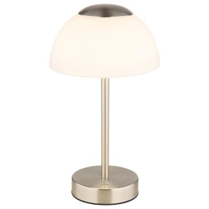 Globo Sarima LED-Tischleuchte, 31 cm, Nickel matt, mit Touchdimmer und Akku.