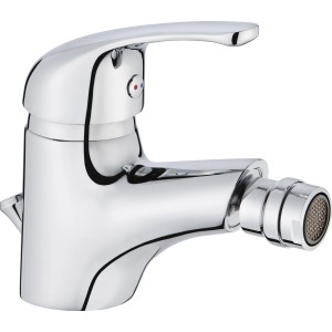 Verchromte Einhebel-Bidetarmatur Tirso für Bad & WC, mit flexibler Mischdüse.