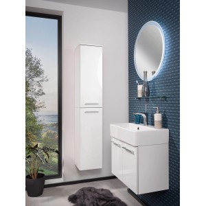 Fackelmann Waschbeckenunterschrank Lima, weiß matt, 59 cm, mit passendem Spiegelschrank im Badezimmer.