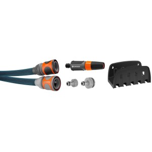 Gardena Liano™ Xtreme 15m Gartenschlauch Set mit Halter, Spritze und Verbindern.