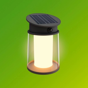 Schwarze Philips Juda Solar Wandleuchte mit Solarpanel und warmweißem Licht.