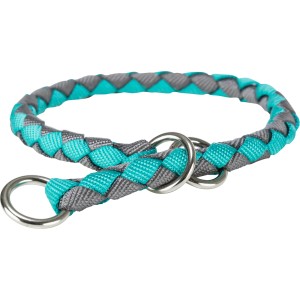 Trixie Zugstopp Halsband Cavo, Größe S, ozean-graphit, geflochtenes Nylon mit Metallringen.