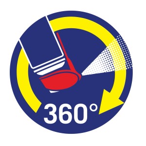 Symbol für WD-40 Smart Straw: 360° drehbares Sprühventil für flexible Anwendung.
