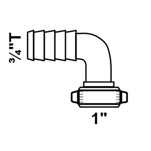 Kirchhoff Winkel-Schlauchverschraubung aus Messing, 1M x 3/4T, für Schlauchverbinder.