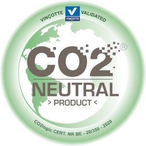 CO2-Neutral Siegel für Ecopots Pflanztöpfe, zertifiziert von Vinçotte.