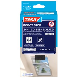 tesa Insect Stop 2-in-1 Sonnenschutz & Fliegengitter für Dachfenster, Verpackung.