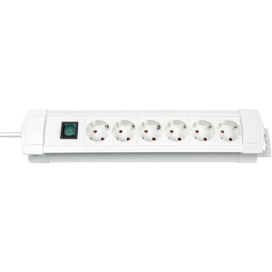 Weiße Brennenstuhl Steckdosenleiste Premium-Line, 6-fach mit 45° Winkel und 3 m Kabel.