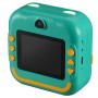 DieMaus Sofortbildkamera für Kinder in Grün-Orange. Digitalkamera mit Display und Tasten.