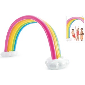 Aufblasbarer Regenbogen mit Sprühfunktion, 180 cm hoch, für Wasserspiele im Garten.