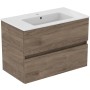 Ideal Standard Badmöbel-Set Eurovit+ mit Unterschrank und Waschtisch, 81 cm, Nussbaum Dekor.