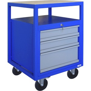 Güde Roll Werkbank P 600 S in Blau-Silber mit 3 Schubladen und Rollen.