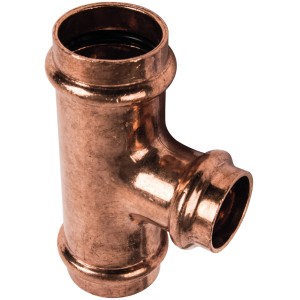 Kupfer-T-Stück Pressfitting 28x22x28 mm für Trinkwasser- und Heizungsinstallation.