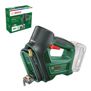 Bosch Akku-Luftpumpe UniversalPump 18V Solo, grün/schwarz, mit Schlauch und Zubehör.