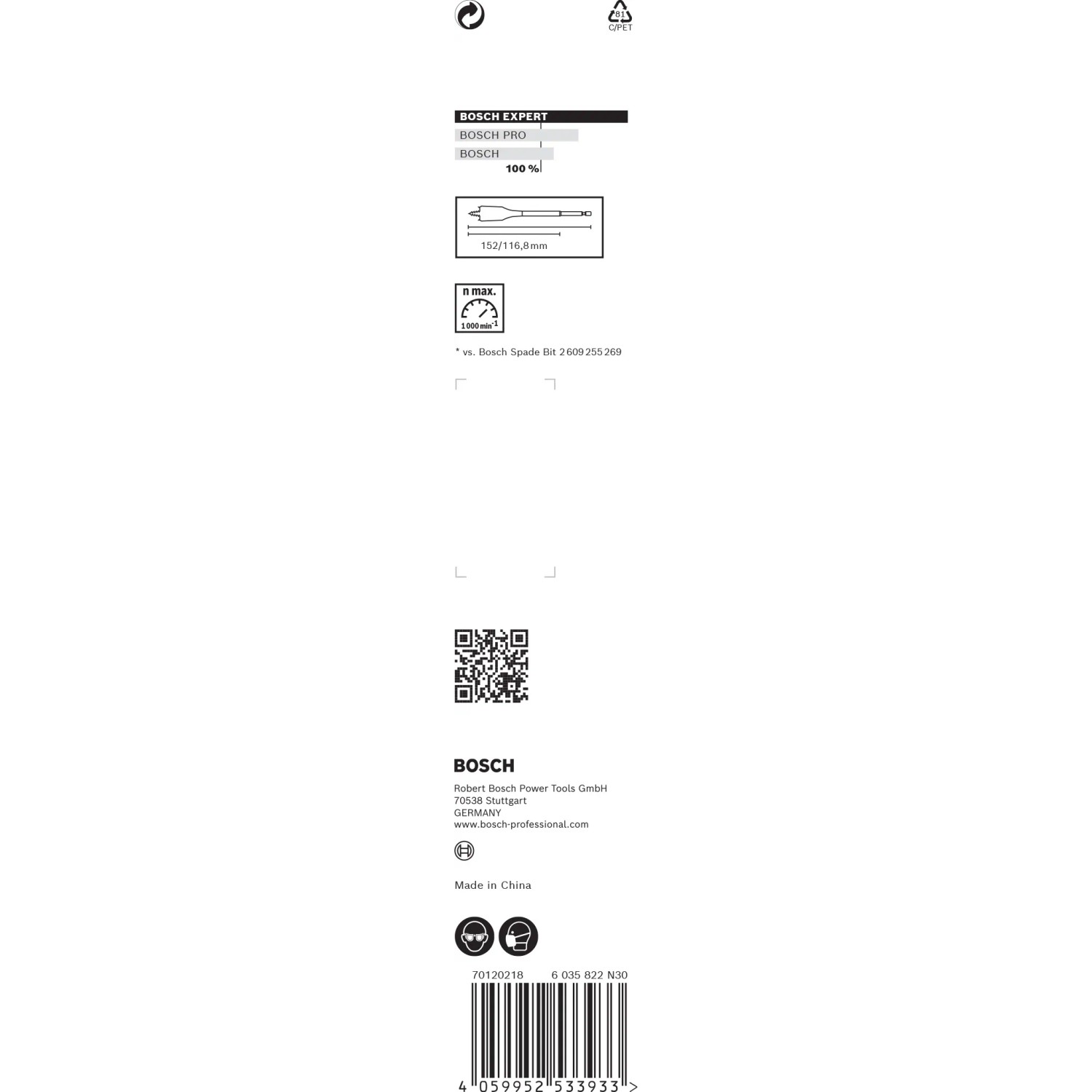 Bosch Expert Selfcut Flachfräsbohrer Ø 20mm, geeignet für schnelles Bohren in Weichholz.