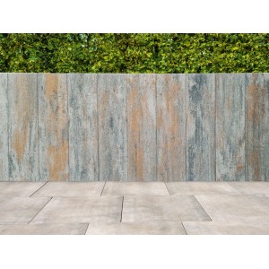 Diephaus Palisade Patea Muschelkalk, 50x25x8 cm, als Garteneinfassung.