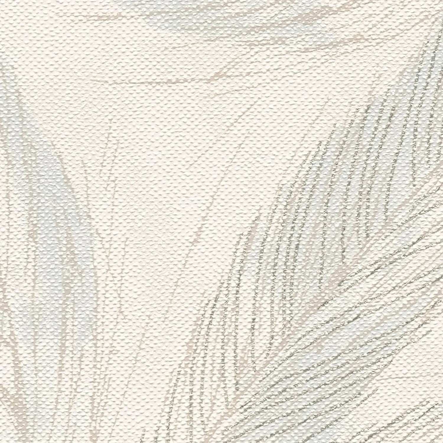 AS Creation Vliestapete mit Blättern in Weiß und Blau.